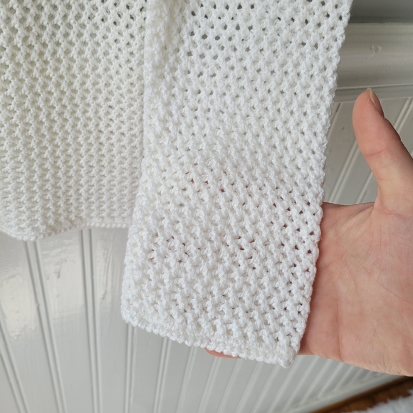 Vintage Ivory Loose Open Knit Mesh Netted See Through Sweater Top Sz Small - Picture 6 of 14